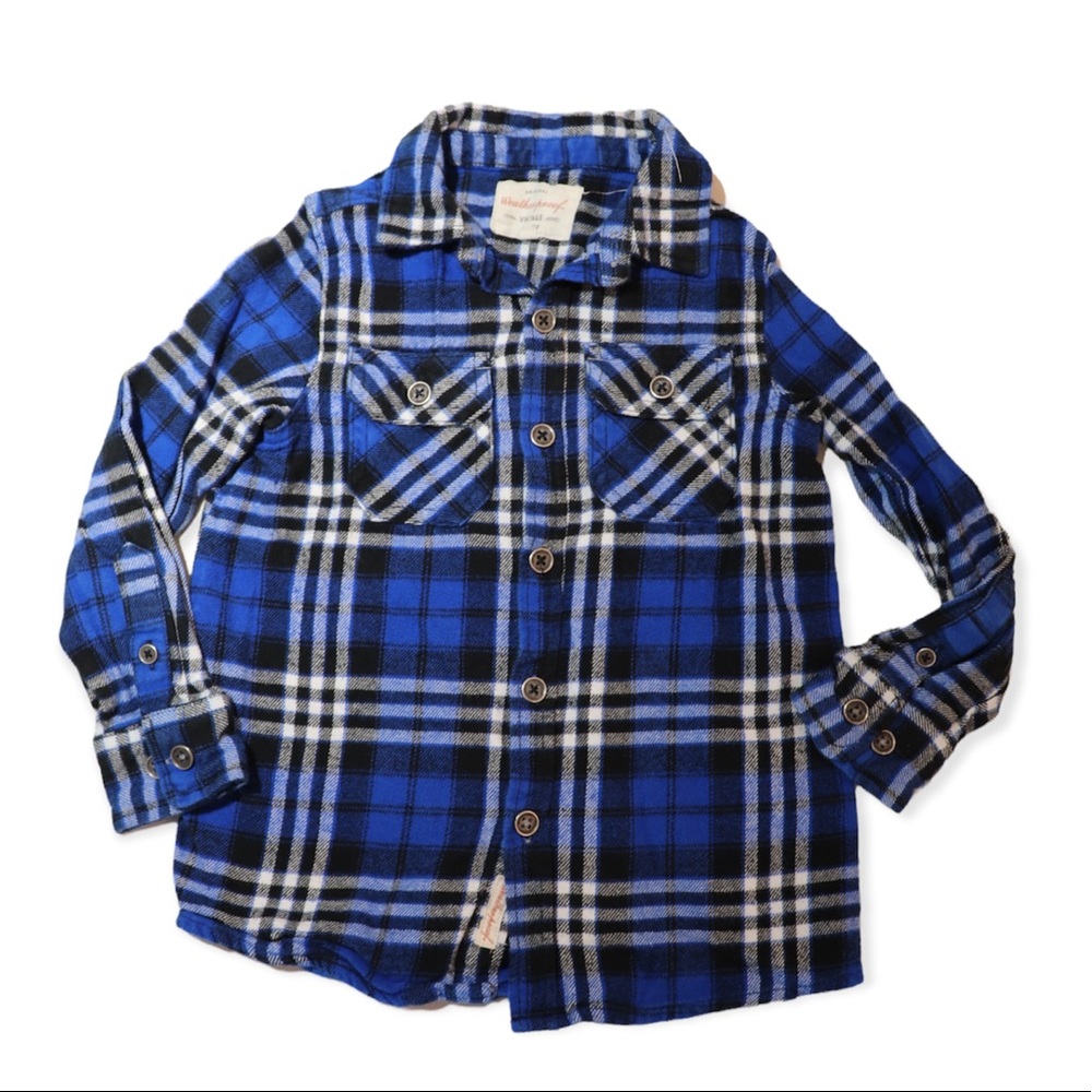 Black & Blue Weatherproof Plaid Button Up